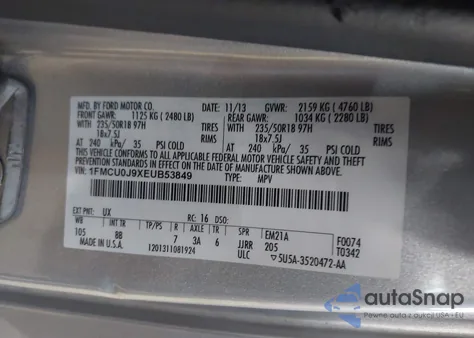 2014 Ford Escape Titanium из США, поврежденный, VIN 1FMCU0J9XEUB53849